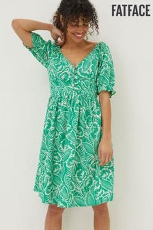 FatFace Green Aideen Linen Blend Leaf Dress (T49108) | €43