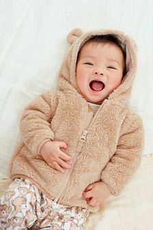 Maro caramel - Jachetă confortabilă din fleece cu model urs pentru bebeluși (0 luni - 2 ani) (T49139) | 124 LEI - 132 LEI