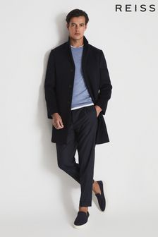 Reiss Blue Gable Wool Blend Epsom Overcoat (T49251) | ₪ 2,012