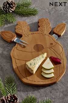 Wood Christmas Woodland Animals Cheeseboard with Knives (T49400) | 11 €