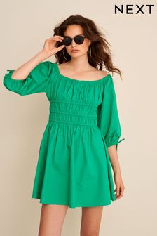 Green Poplin Seam Detail Mini Dress (T49437) | 90 zł