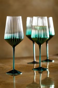 Teal Blue Margot Set of 4 Wine Glasses (T49462) | $47