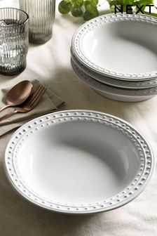 Set of 4 White Langley Pasta Bowls (T49479) | 15,390 Ft