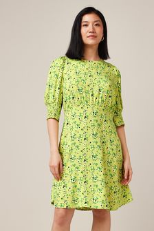 Green Ditsy Tea Dress (T49545) | $39