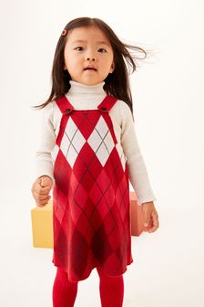 Cream/Red Knitted Pinny Dress Set (3mths-7yrs) (T49550) | €26 - €32