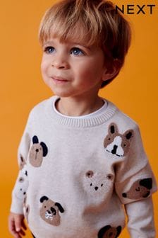 Neutral Character Dogs Knit Crew Jumper (3mths-7yrs) (T50409) | €19 - €22