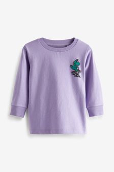 Purple Lilac Dino Long Sleeve Back Printed T-Shirt (3mths-7yrs) (T50421) | $10 - $14