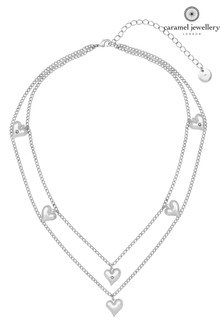 Caramel Jewellery London Silver Tone Multi Heart Charm Layered Necklace (T50566) | ₪ 84