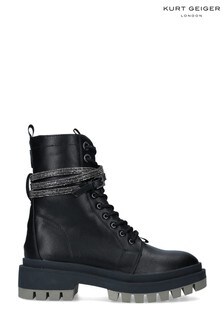 KG Kurt Geiger London Vegan Black Tracker Strap Boots (T50631) | $246