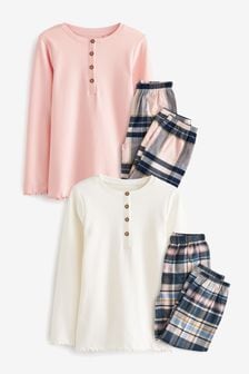 Pink/White Next Woven Jogger Pyjamas 2 Pack (3-16yrs) (T50710) | $41 - $56