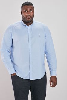 Light Blue Stretch Oxford Plus Size Long Sleeve Shirt (T50839) | €33