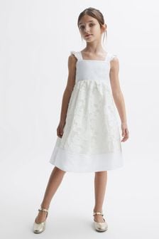 Reiss White Abby 9-12 yrs Lace Detail Bow Back Dress (T50850) | $164