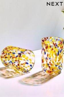 2件裝亮麗彩色點點平底玻璃杯 (T50894) | HK$139
