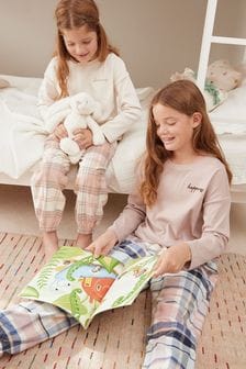 Pink/Navy Blue Check - Pack de dos pijamas tejidos (3-16 años) (T50922) | 36 € - 49 €