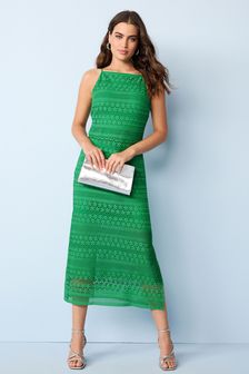 Green Sleeveless Lace Midi Dress (T50988) | 133 zł