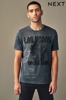 Charcoal Grey Eagle Print T-Shirt (T51028) | 15 €