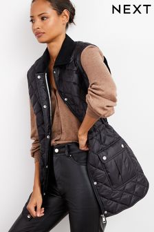 Black Quilted Gilet with Cord Collar (T51269) | 76 €