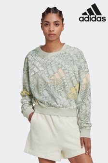 Adidas Green Essentials Multi-coloured Logo Crop Sweatshirt (T51285) | NT$2,330