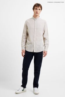 French Connection Sand Linen Long Sleeve Shirt (T51303) | $56