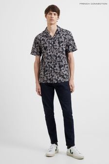 French Connection Fistral Cotton Black Shirt (T51304) | $56