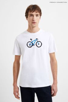 French Connection White Bicyccle Pixel T-Shirt (T51348) | kr325