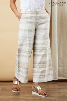 Lakeland Leather Domy Wide Leg Jacquard White Trousers (T51598) | €27