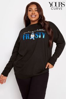 Yours Curve Black Limited Frosty Sweatshirt (T51657) | AED139