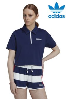 adidas Originals Blue Crop Zip Polo Shirt (T51675) | ₪ 154