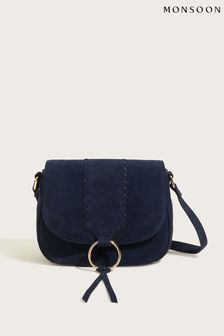 Monsoon Blue Suede Saddle Hoop Cross-Body Bag (T51893) | €78