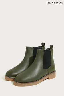 Monsoon Green Chiswick Leather Chelsea Boots (T51894) | 371 QAR