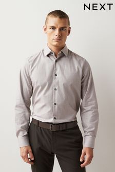 Neutral Brown Cotton Textured Shirt (T51898) | €12.50