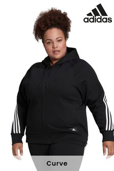 adidas Black Curve Sportswear Future Icons 3-Stripes Hooded Track Top (T52160) | ₪ 279