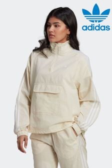 haut de survette Adidas Originals Blanc Adicolor Classics en popeline à demi-zippé (T52184) | €38