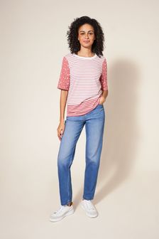 White Stuff Annabel T-Shirt mit Streifen, Pink (T52271) | 23 €