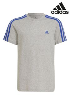 Grau - Adidas Junior Essentials T-Shirt mit 3 Streifen (T52667) | 20 €