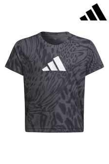 adidas Grey Junior AEROREADY Sport Icons Animal Print T-Shirt (T52728) | €12