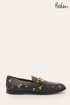 Boden Black Snaffle Detail Leather Loafers