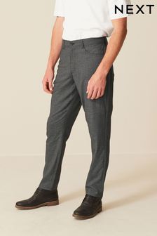 Charcoal Grey Slim Smart Textured 5-Pocket Trousers (T52942) | $56