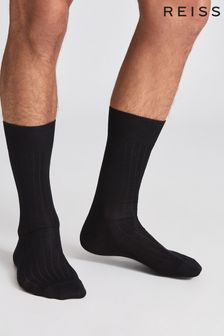 Reiss Black Fela Ribbed Socks (T53142) | KRW22,500
