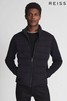 Reiss Black Colby Quilted Knitted Hybrid Jacket (T53171) | 333 €