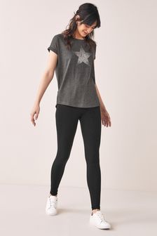 Charcoal Grey Star T-Shirt And Black Leggings Pack (T53189) | ₪ 82