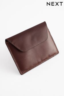 Brown Leather Popper Cardholder (T53195) | 12 €