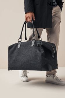 Black Herringbone Tweed Holdall (T53210) | kr1 390