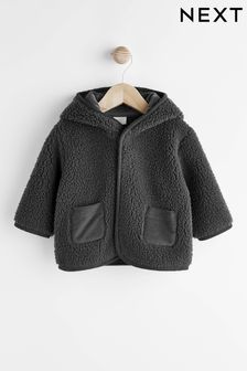 Charcoal Grey Teddy Baby Cosy Fleece Borg Jacket (T53236) | 55 QAR - 58 QAR