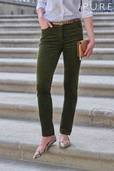Pure Collection Green Washed Velvet Jeans (T53248) | CA$328