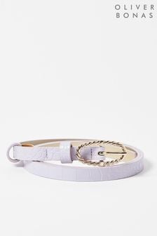 Oliver Bonas Faux Fur Croc Effect Twist Buckle Lilac Skinny Belt (T53254) | €13