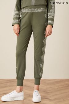 Monsoon Green Lounge Embroidered Joggers (T53363) | €25