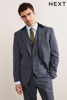 Mid Blue Trimmed Check Suit (T53469) | TRY 2.137