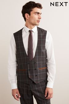 Grey/Brown Check Suit: Waistcoat (T53475) | €18