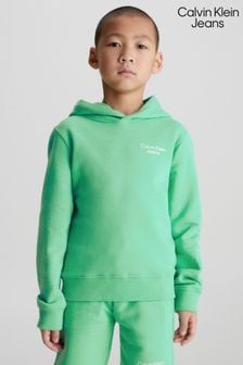 Calvin Klein Jeans Boys Green Stack Logo Hoodie (T53598) | €40